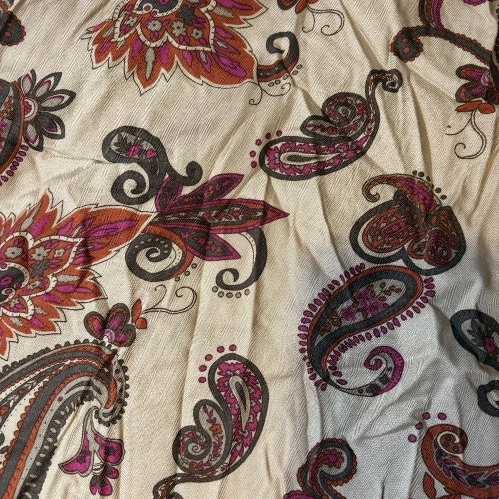 Croft & Barrow Beige Red Floral Paisley Modest MIDI Skirt Women's Sz 10 A2620